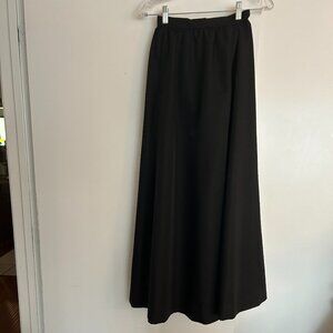 Long black raw silk designer skirt